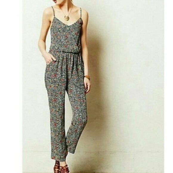 Anthropologie Elevenses Floral Print Jumpsuit Women's Medium - Picture 1 of 6